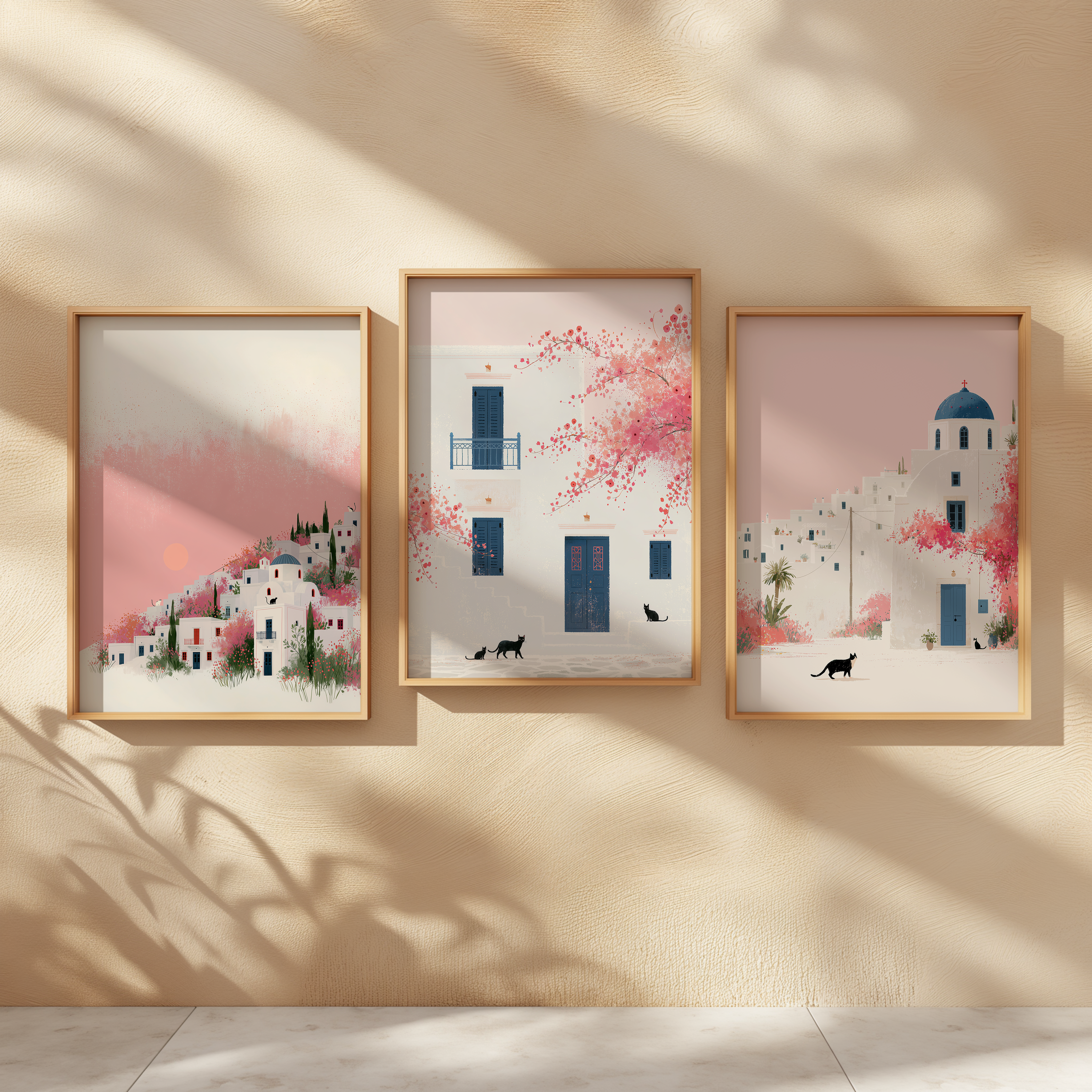Santorini Summers | Set of 3 Santorini Prints | Greek Island Wall Art